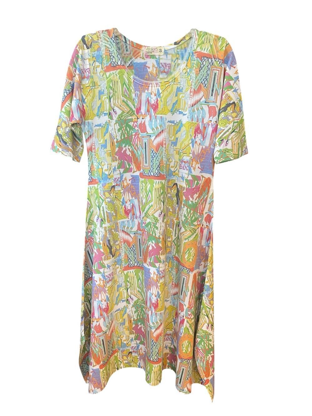 Atelier5 by Gozde Yilmaz Sz S Colorful Pastel Swing Flare Luxury Midi Dress